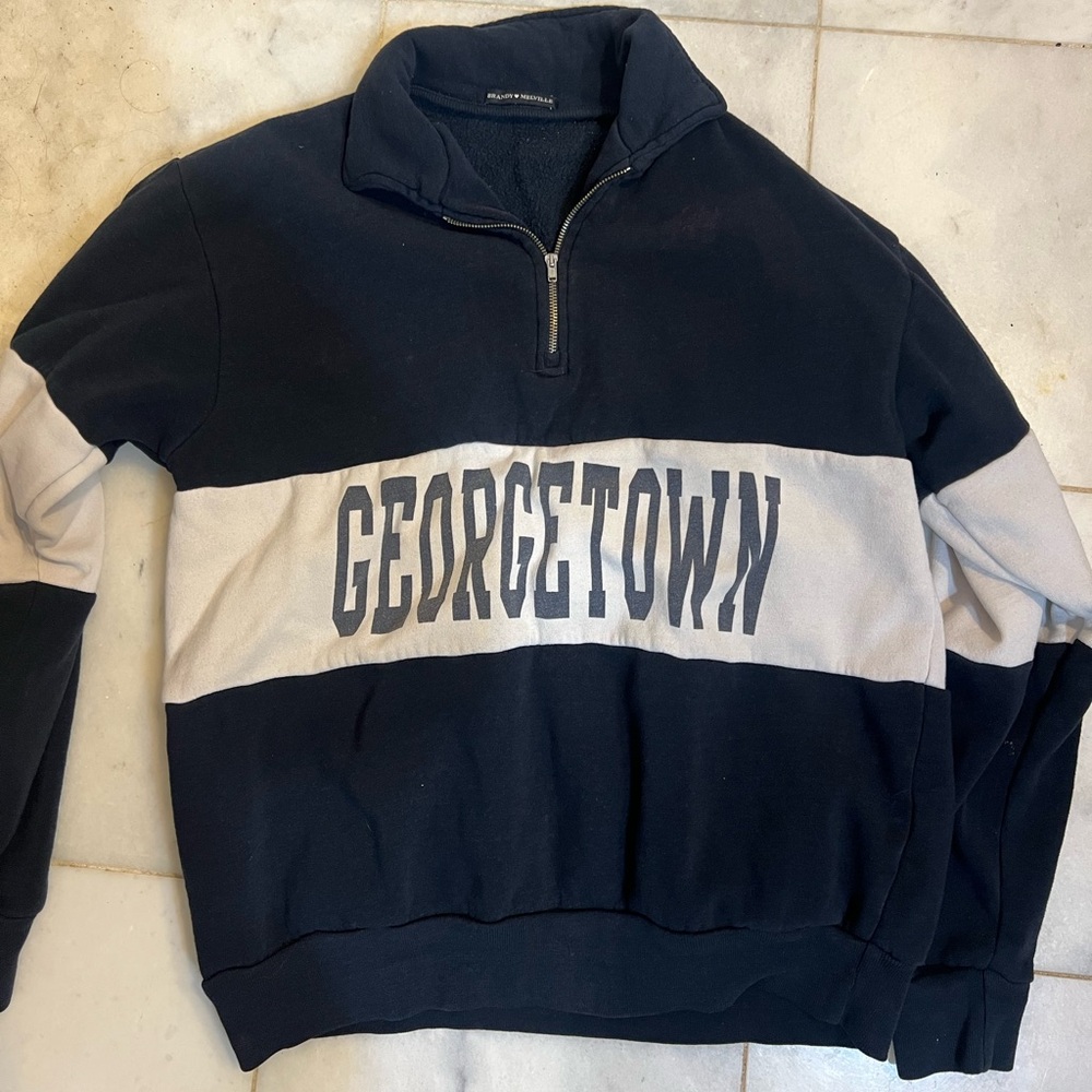 Georgetown Washington DC Navy Blue & White Quarter Zip Sweatshirt